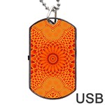 Lotus Fractal Flower Orange Yellow Dog Tag USB Flash (Two Sides) 