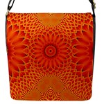 Lotus Fractal Flower Orange Yellow Flap Messenger Bag (S)
