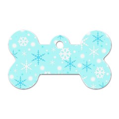 Blue Xmas pattern Dog Tag Bone (Two Sides) from ZippyPress Front
