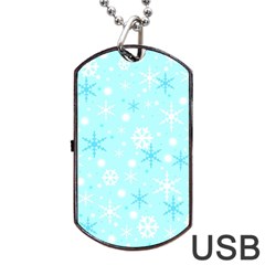 Blue Xmas pattern Dog Tag USB Flash (Two Sides)  from ZippyPress Front