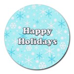Happy holidays blue pattern Round Mousepads