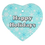 Happy holidays blue pattern Ornament (Heart) 