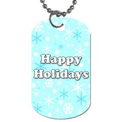 Happy holidays blue pattern Dog Tag (Two Sides) from ZippyPress Back