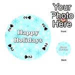Happy holidays blue pattern Playing Cards 54 (Round) 