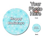 Happy holidays blue pattern Multi-purpose Cards (Round) 