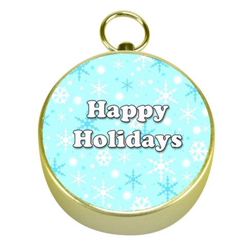 Happy holidays blue pattern Gold Compasses from ZippyPress Front
