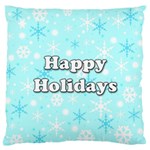 Happy holidays blue pattern Large Flano Cushion Case (Two Sides)
