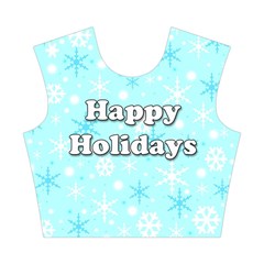 Happy holidays blue pattern Cotton Crop Top from ZippyPress Front