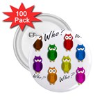 Cute owls - Who? 2.25  Buttons (100 pack) 