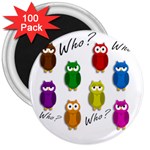 Cute owls - Who? 3  Magnets (100 pack)
