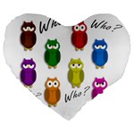 Cute owls - Who? Large 19  Premium Heart Shape Cushions