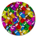 Cute owls mess Magnet 5  (Round)