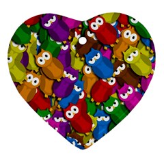 Cute owls mess Heart Ornament (2 Sides) from ZippyPress Front