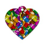 Cute owls mess Dog Tag Heart (One Side)