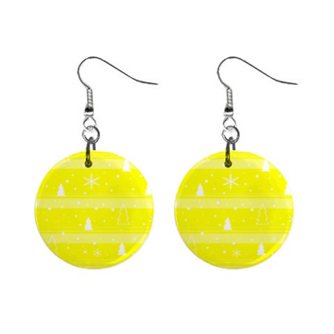 Yellow Xmas Mini Button Earrings from ZippyPress Front