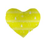 Yellow Xmas Standard 16  Premium Flano Heart Shape Cushions