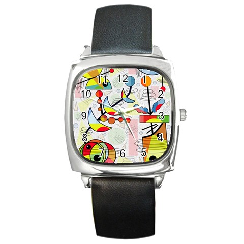 Happy day Square Metal Watch from ZippyPress Front