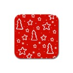 Red Xmas Rubber Square Coaster (4 pack) 