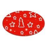 Red Xmas Oval Magnet