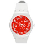 Red Xmas Round Plastic Sport Watch (M)