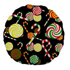 Xmas candies  Large 18  Premium Flano Round Cushions from ZippyPress Front
