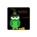 Who is a witch? - green Square Magnet