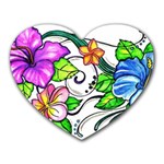 Tropical Hibiscus Flowers Heart Mousepads