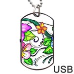 Tropical Hibiscus Flowers Dog Tag USB Flash (One Side)