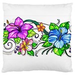 Tropical Hibiscus Flowers Large Cushion Case (Two Sides)