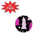 Pink playful Xmas 1  Mini Buttons (10 pack) 