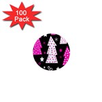 Pink playful Xmas 1  Mini Magnets (100 pack) 