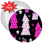Pink playful Xmas 3  Buttons (10 pack) 
