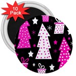 Pink playful Xmas 3  Magnets (10 pack) 