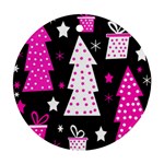 Pink playful Xmas Round Ornament (Two Sides) 