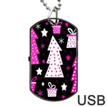 Pink playful Xmas Dog Tag USB Flash (Two Sides) 