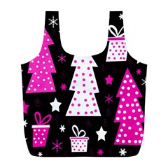 Pink playful Xmas Full Print Recycle Bags (L)  from ZippyPress Front