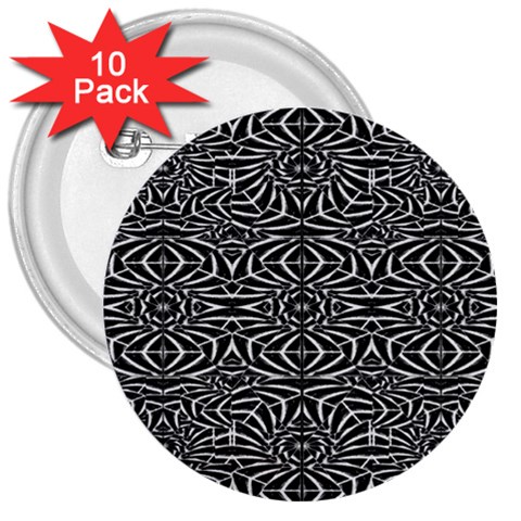 Black and White Tribal Pattern 3  Buttons (10 pack)  from ZippyPress Front