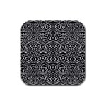 Black and White Tribal Pattern Rubber Square Coaster (4 pack) 