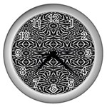 Black and White Tribal Pattern Wall Clocks (Silver) 