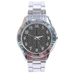 Black and White Tribal Pattern Stainless Steel Analogue Watch