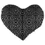 Black and White Tribal Pattern Large 19  Premium Flano Heart Shape Cushions