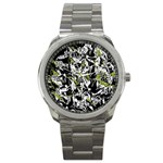 Green floral abstraction Sport Metal Watch