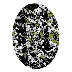 Green floral abstraction Oval Ornament (Two Sides) from ZippyPress Back