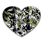 Green floral abstraction Heart Mousepads