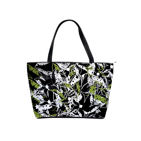 Green floral abstraction Shoulder Handbags from ZippyPress Front