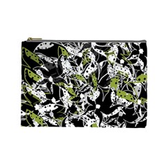 Green floral abstraction Cosmetic Bag (Large)  from ZippyPress Front