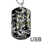 Green floral abstraction Dog Tag USB Flash (One Side)