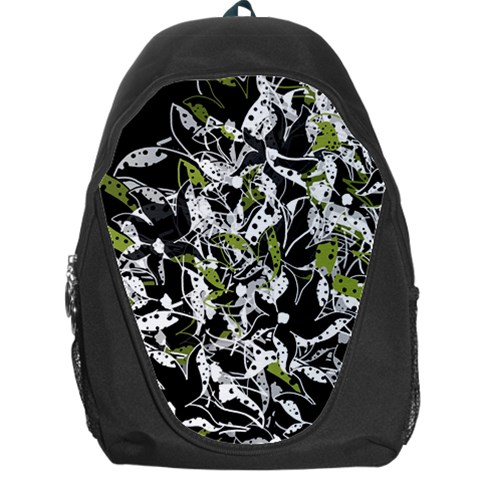 Green floral abstraction Backpack Bag from ZippyPress Front