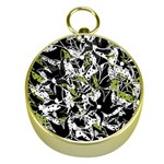 Green floral abstraction Gold Compasses