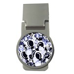 Blue abstract floral design Money Clips (Round) 
